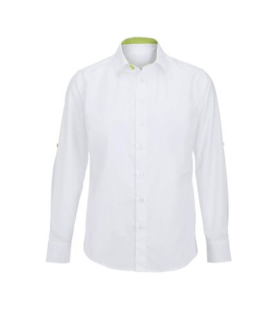 Alexandra Mens Roll Sleeve Hospitality Work Shirt (White/ Lime) - UTRW5348