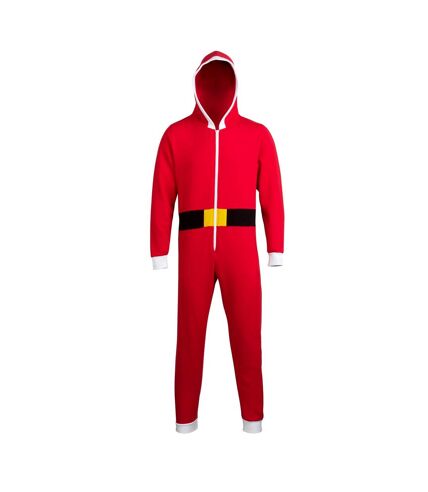Comfy Co Unisex Christmas Santa Hooded Onesie (280 GSM) (Red/White)