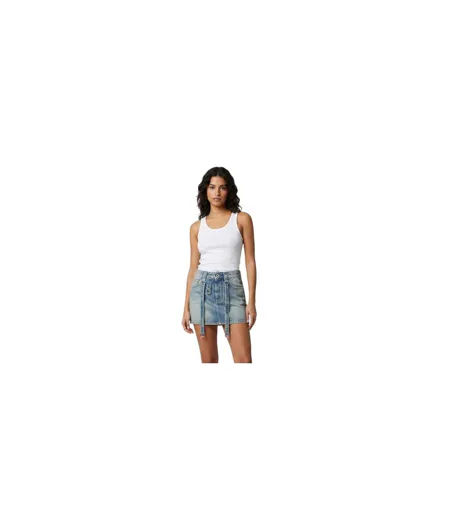 Mini Jupe Motif/style Cargo Femme Vieux Bleu Off-White