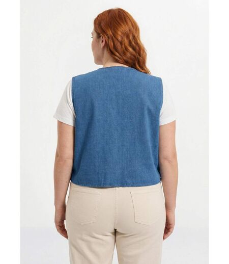 Gilet sans manches denim avec broderies