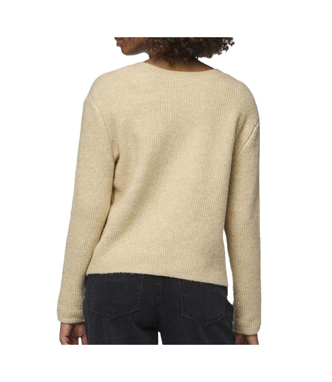 Gilet beige femme pieces silly-2