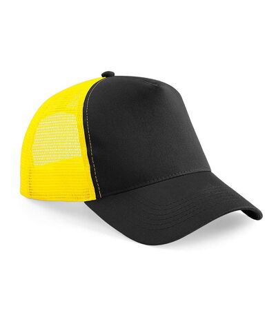 Beechfield Mens Half Mesh Trucker Cap / Headwear (Black/Yellow) - UTRW260