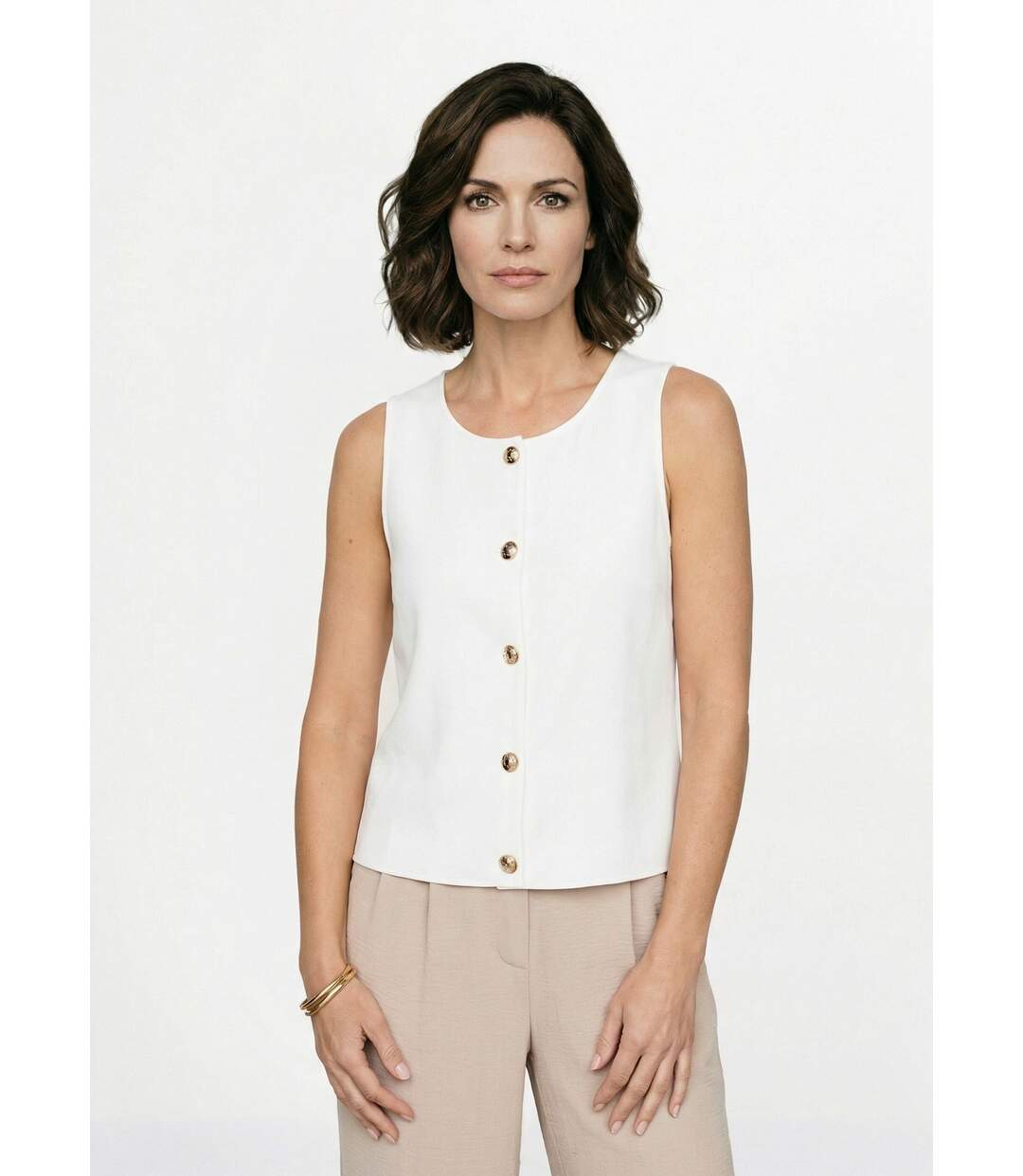 Gilet sans manches boutons dorés-1