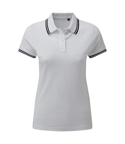 Asquith & Fox Womens/Ladies Classic Fit Tipped Polo (White/Navy)