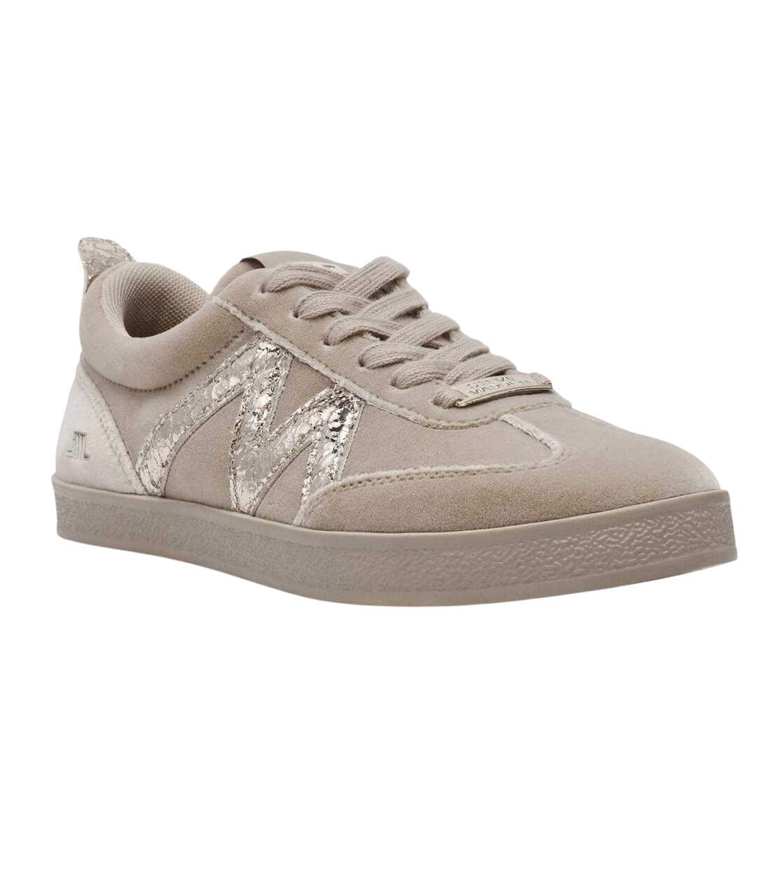 Womens/ladies Metallic Suede Trainers Mushroom Steve Madden-3