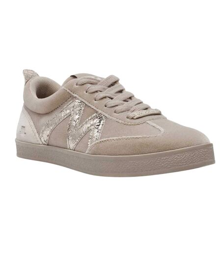 Womens/ladies Metallic Suede Trainers Mushroom Steve Madden