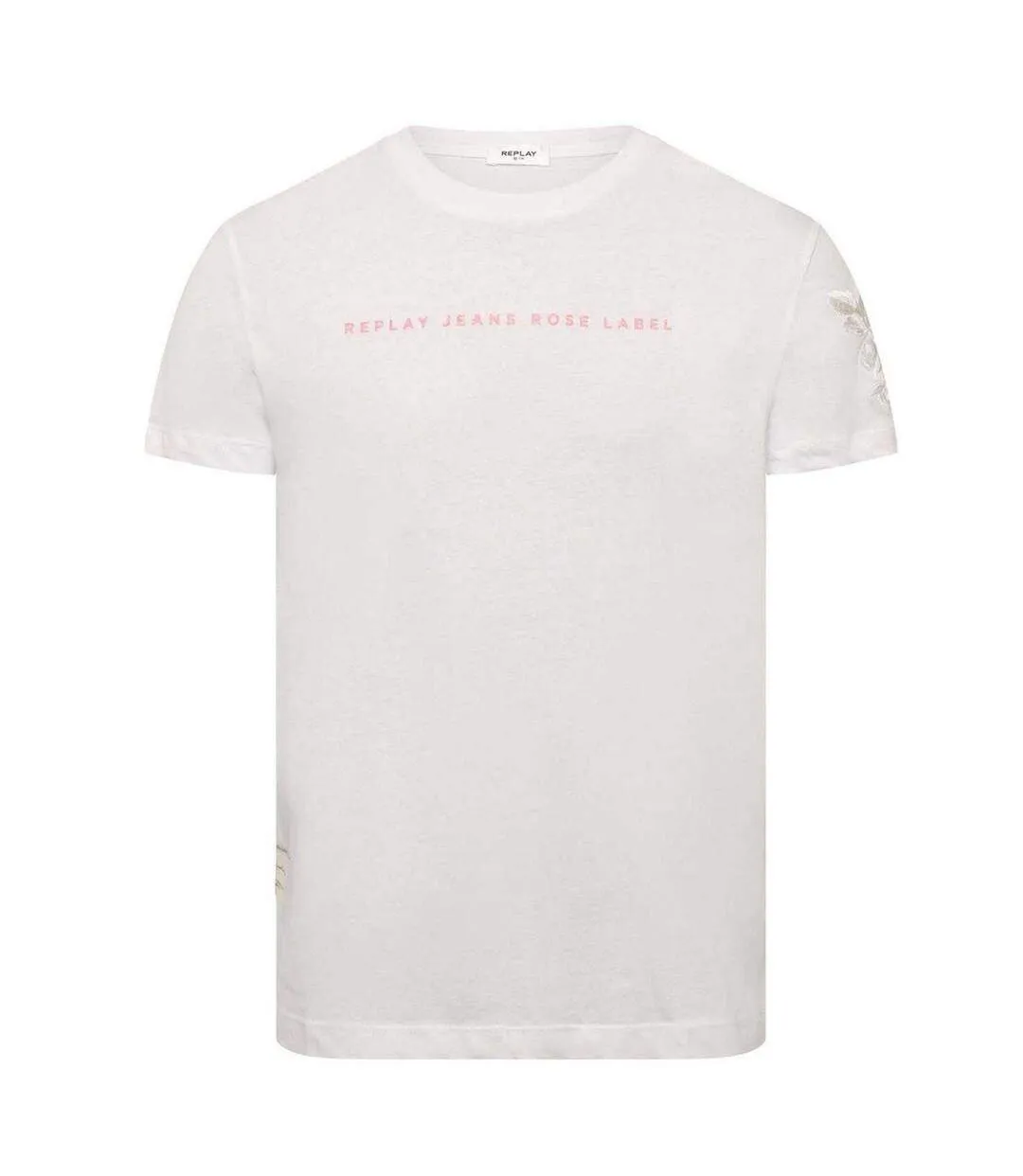 Womens/ladies Label Cotton T-shirt White Replay-1