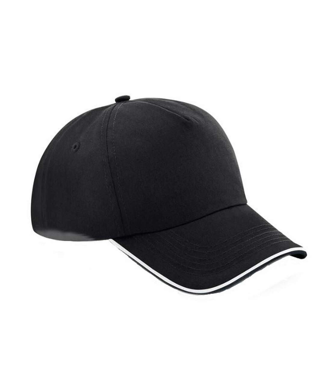 Beechfield Adults Unisex Authentic 5 Panel Piped Peak Cap (Black/White) - UTBC4640-1