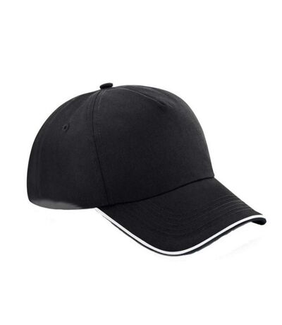 Beechfield Adults Unisex Authentic 5 Panel Piped Peak Cap (Black/White) - UTBC4640