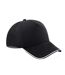 Beechfield Adults Unisex Authentic 5 Panel Piped Peak Cap (Black/White) - UTBC4640-1