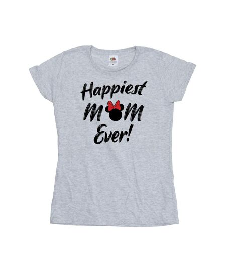 Disney T-shirt en coton Femmes/Dames Minnie Mouse Happiest Mom Ever (Gris sportif) - UTBI33674