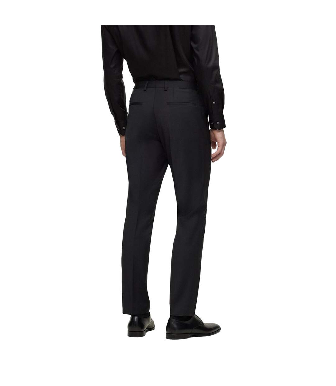 Mens Leon Straight Leg Trousers Black Boss-3