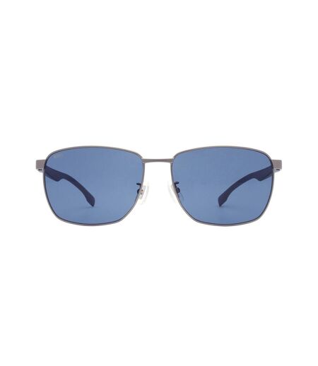 Mens Rectangle Sunglasses One Size Dark Ruthenium Blue Hugo Boss