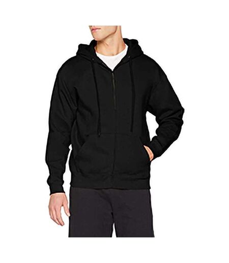 Sweatshirt À Capuche Et Fermeture Zippée Homme Noir Fruit Of The Loom