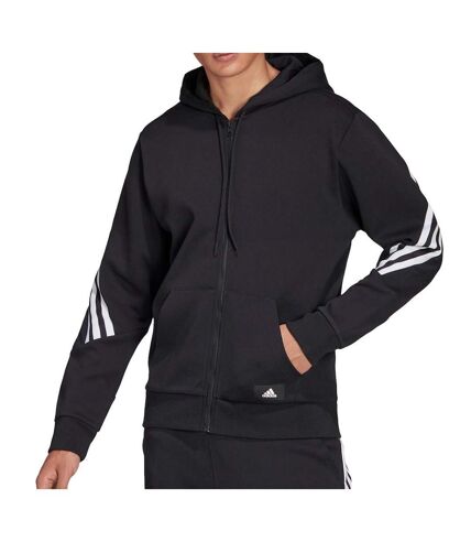 Sweat Zippé Noir Femme Adidas 3 Stripes - M