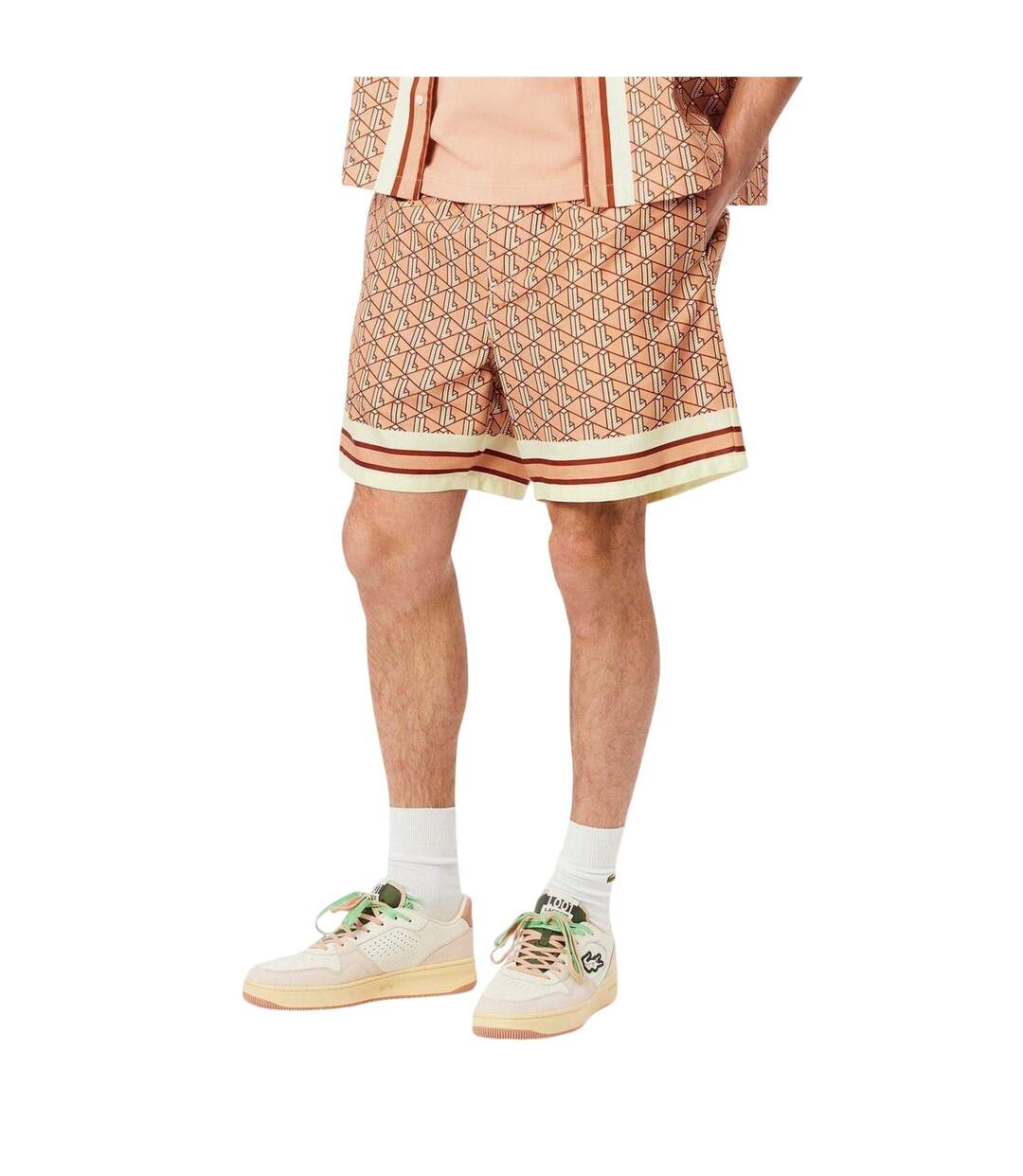 Short Motif/style Géométrique Homme Marron Pâle Lacoste-3
