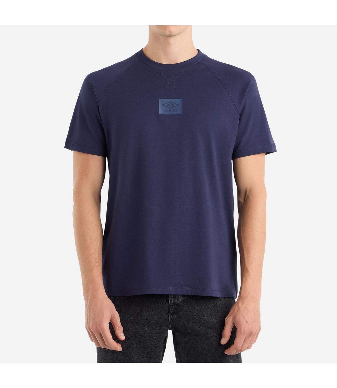 Mens layered box logo t-shirt peacoat Umbro-1