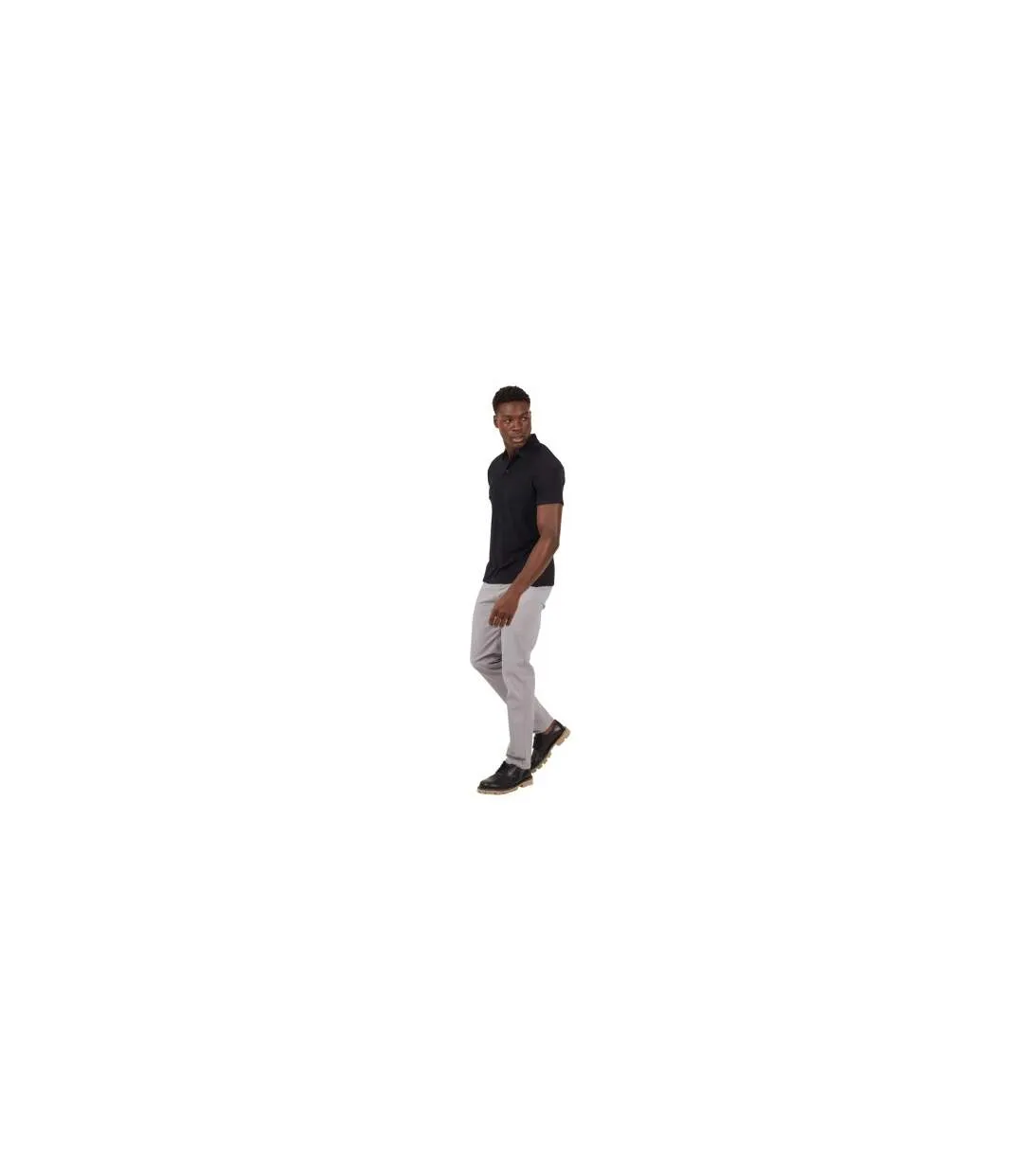 Mens Textured Short-sleeved Polo Shirt Jet Black Brave Soul-1