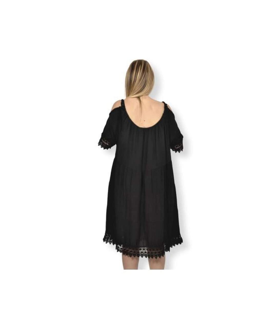 Robe femme sans manche - Couleur noire -  Grande taille - Col rond-1