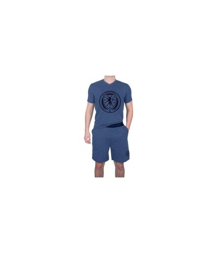 Ensemble De Pyjama Court Homme Bleu Marine Chiné Scotland FA