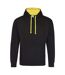 Sweat À Capuche Varsity Adulte Noir Vif Jaune Awdis-1