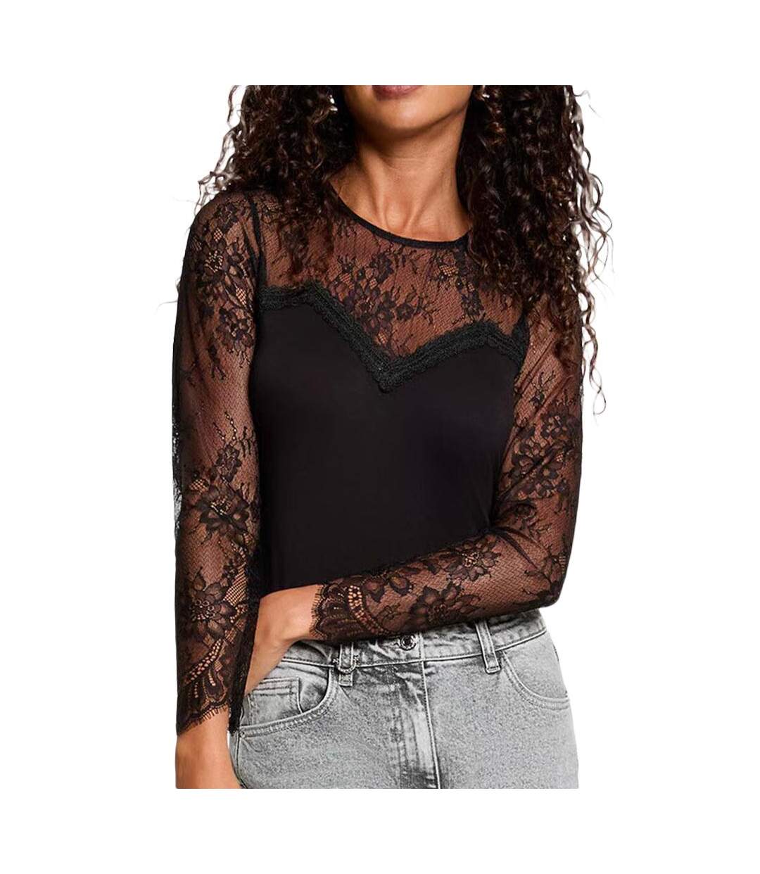 T-Shirt manches longues noir femme morgan tya-1