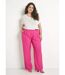 Pantalon large taille élastiquée aspect lin-3