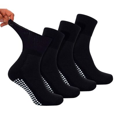 4 Pack Short Bamboo Diabetic Socks With Grips for Men and Women