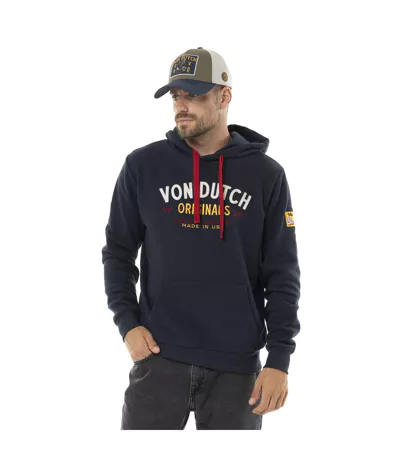 Sweat homme à capuche en molleton avec print logo devant brodé Vondutch