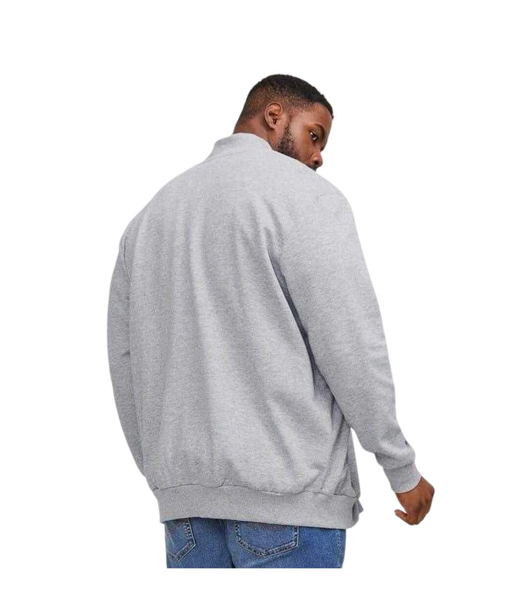 Mens Paulos Relaxed Fit Sweat Jacket Grey Melange Jack And Jones-4