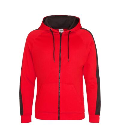 Veste à capuche zippée sport homme - JH066 - rouge et noir