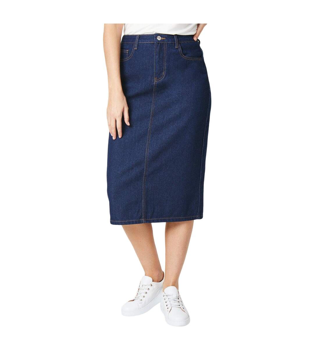 Womens/ladies denim split hem midi skirt indigo Principles