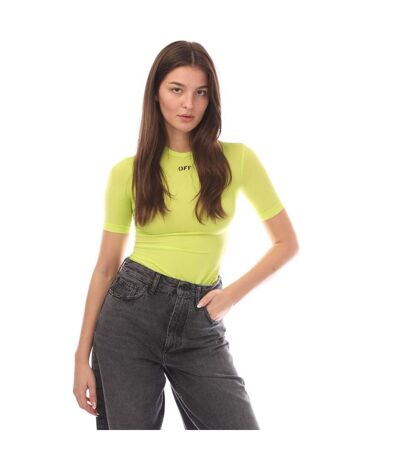 T-shirt off stamp sec skin femme jaune Off White