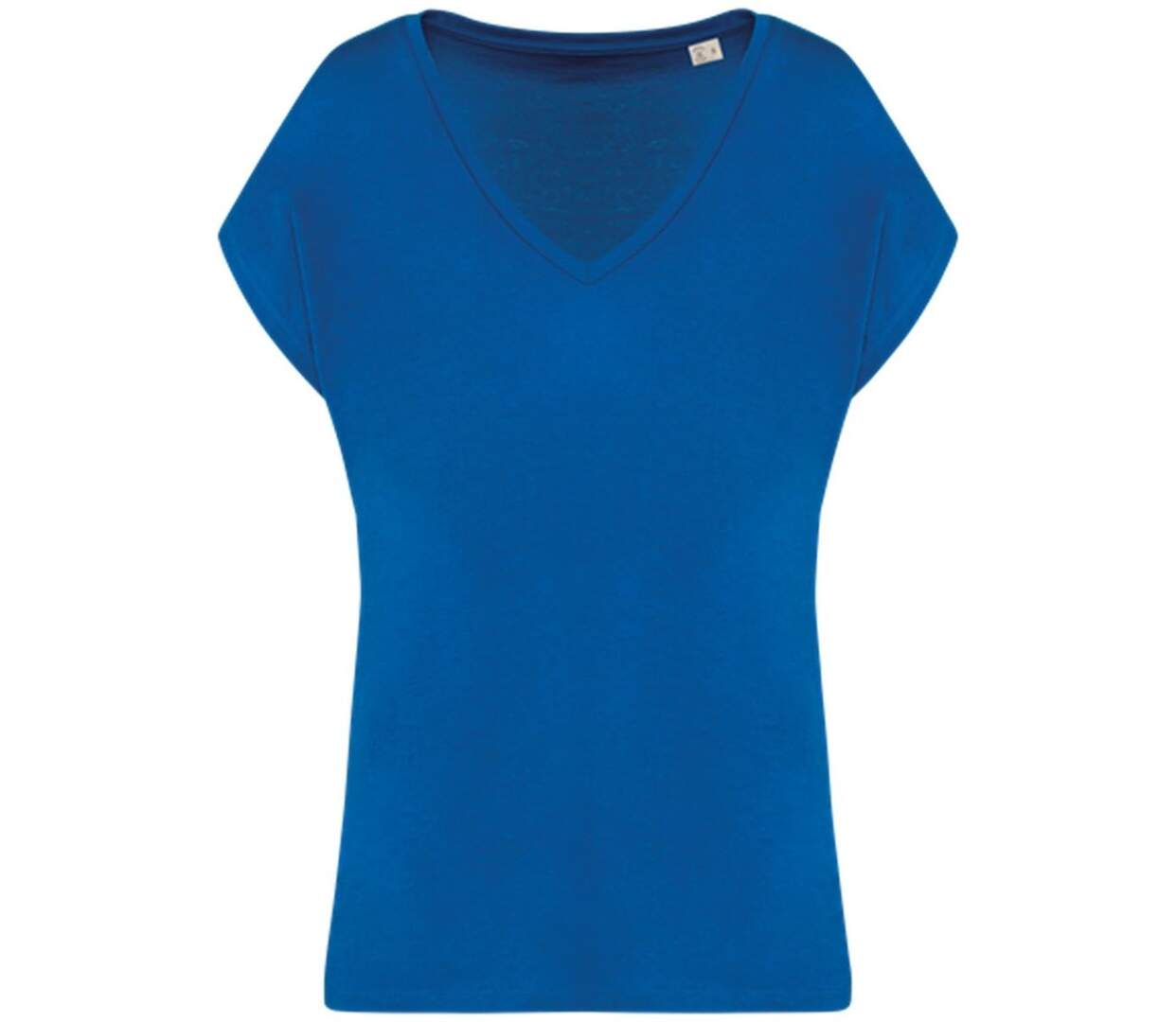 T-shirt loose à col V écoresponsable - Femme - PAT312 - bleu roi sea blue-1