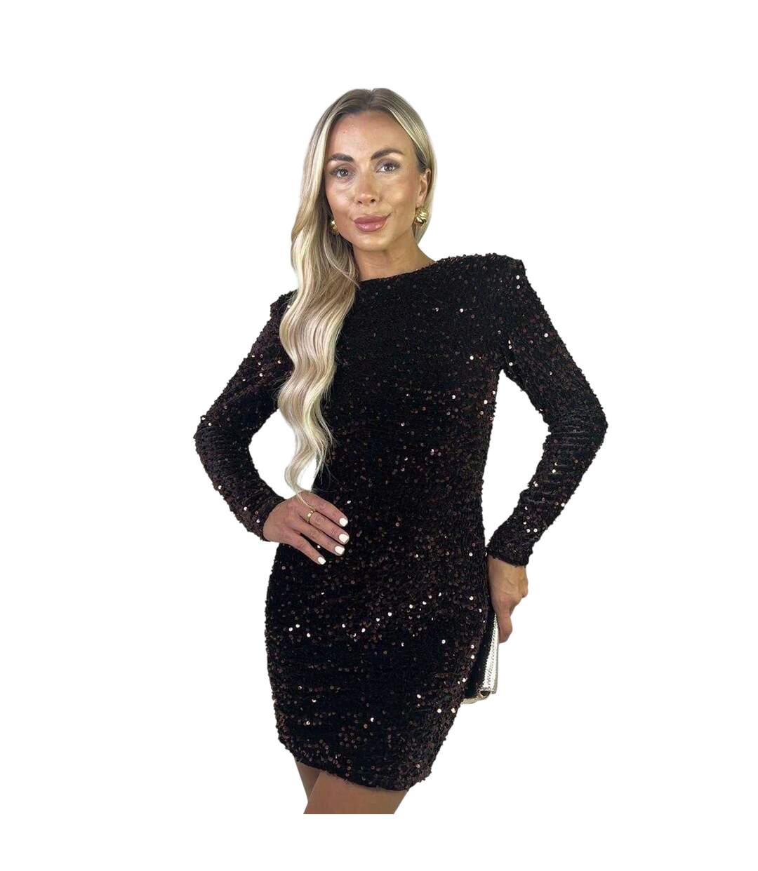 Robe Courte Motif/style Paillette Femme Noir AX Paris-2