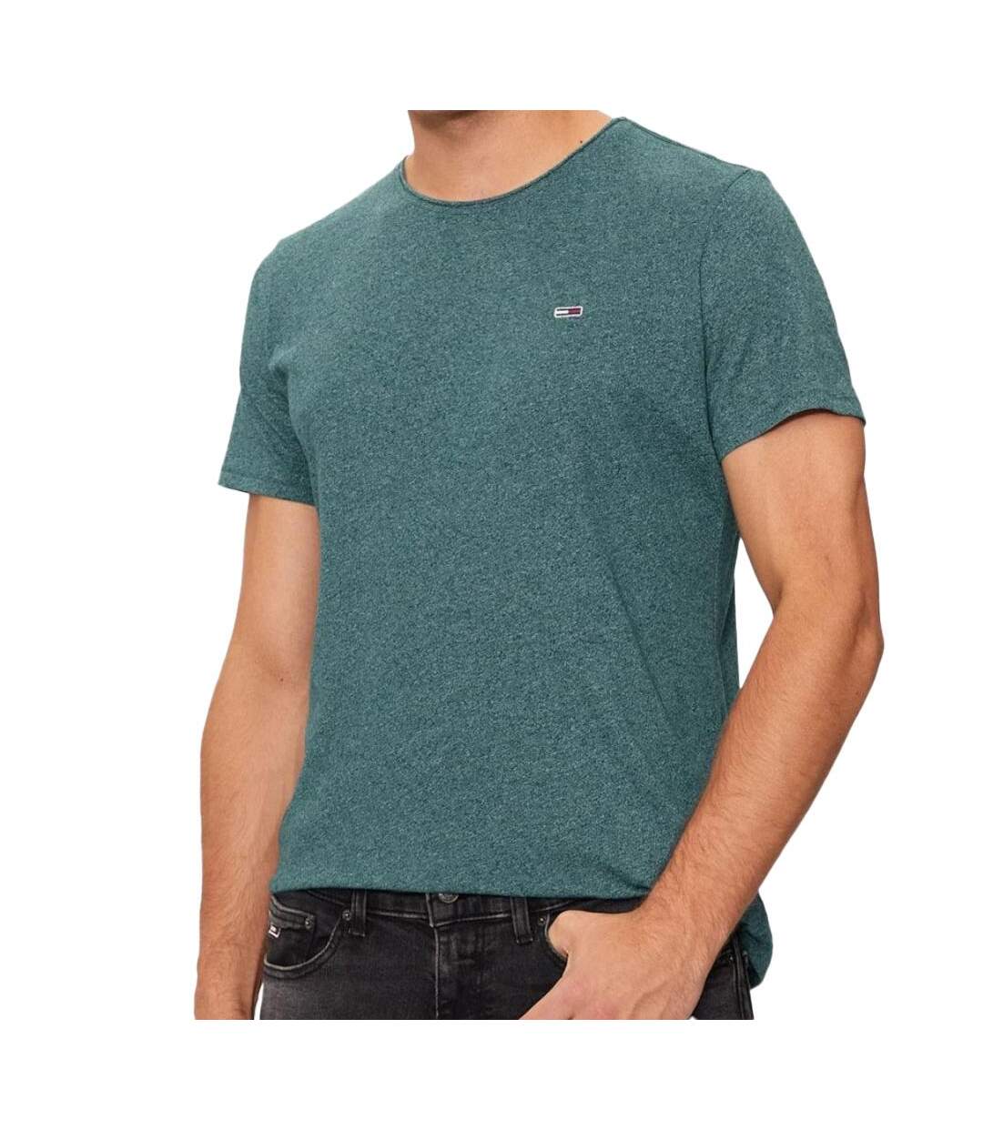 T-shirt Bleu/Vert Homme Tommy Hilfiger Slim Jaspe - 3XL-1