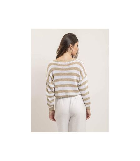 Pull motifs rayures lurex KANINA - Dona X Lisa