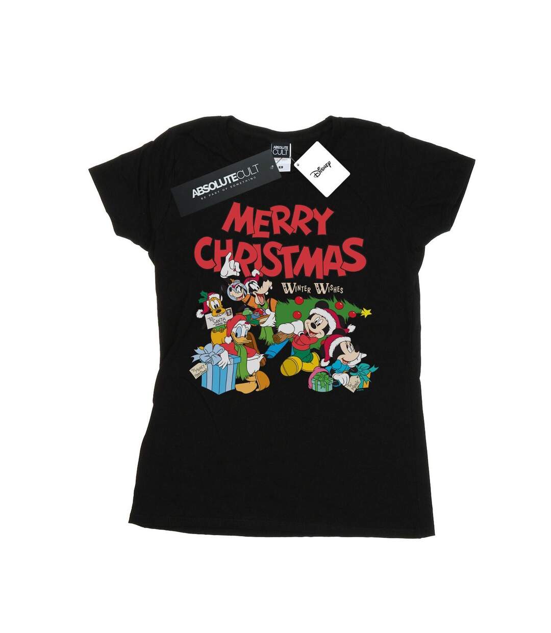 Disney T-shirt en coton Femmes/Ladies Mickey And Friends Winter Wishes (Noir) - UTBI32825-1