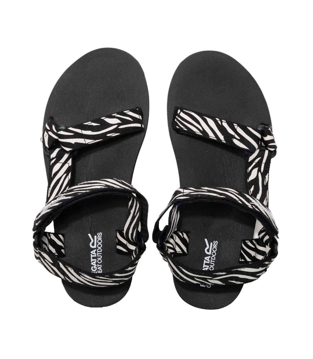 Womens/ladies Zebra Print Sandals Black White Regatta-4
