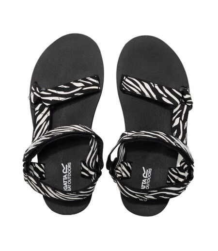 Womens/ladies Zebra Print Sandals Black White Regatta