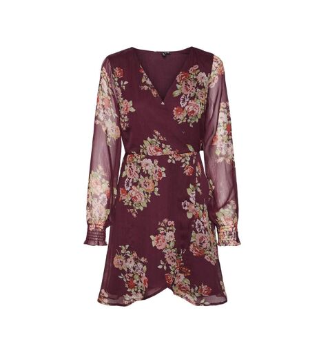 Robe Bordeaux à fleurs Femme Vero Moda Marya - M