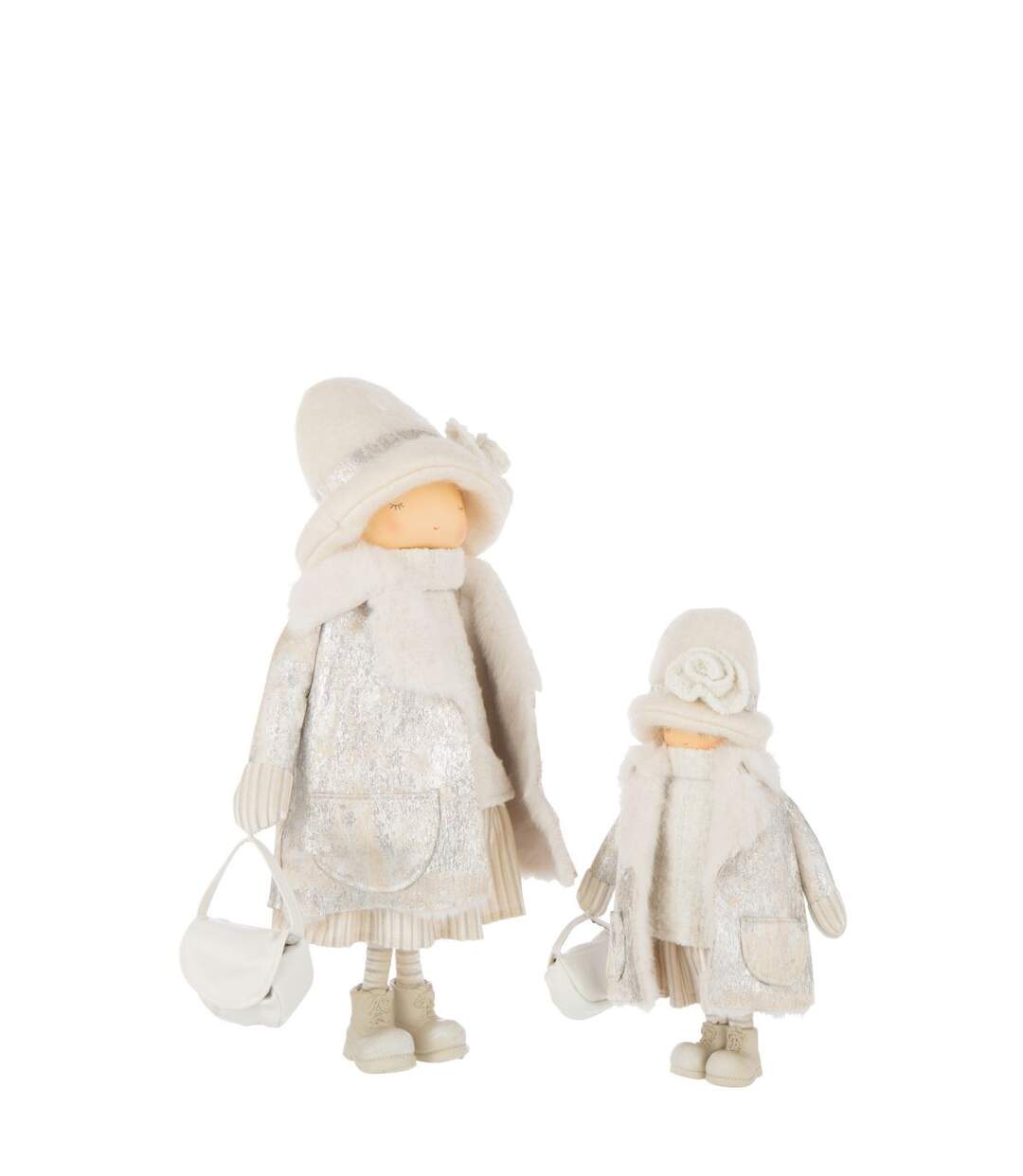 Statuette Fille en Tissu Sac 46cm Blanc Cassé-4