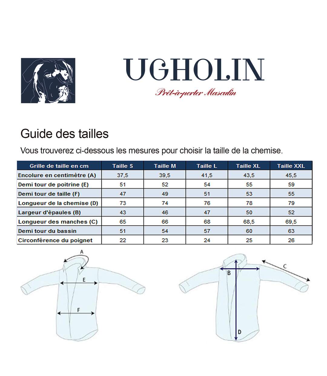 Ugholin Chemise Homme Coton Stretch Slim Fit Marron/Orange Manches Longues