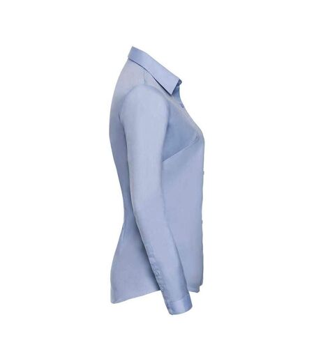 Russell Collection Womens/Ladies Herringbone Long-Sleeved Formal Shirt (Light Blue) - UTPC5778