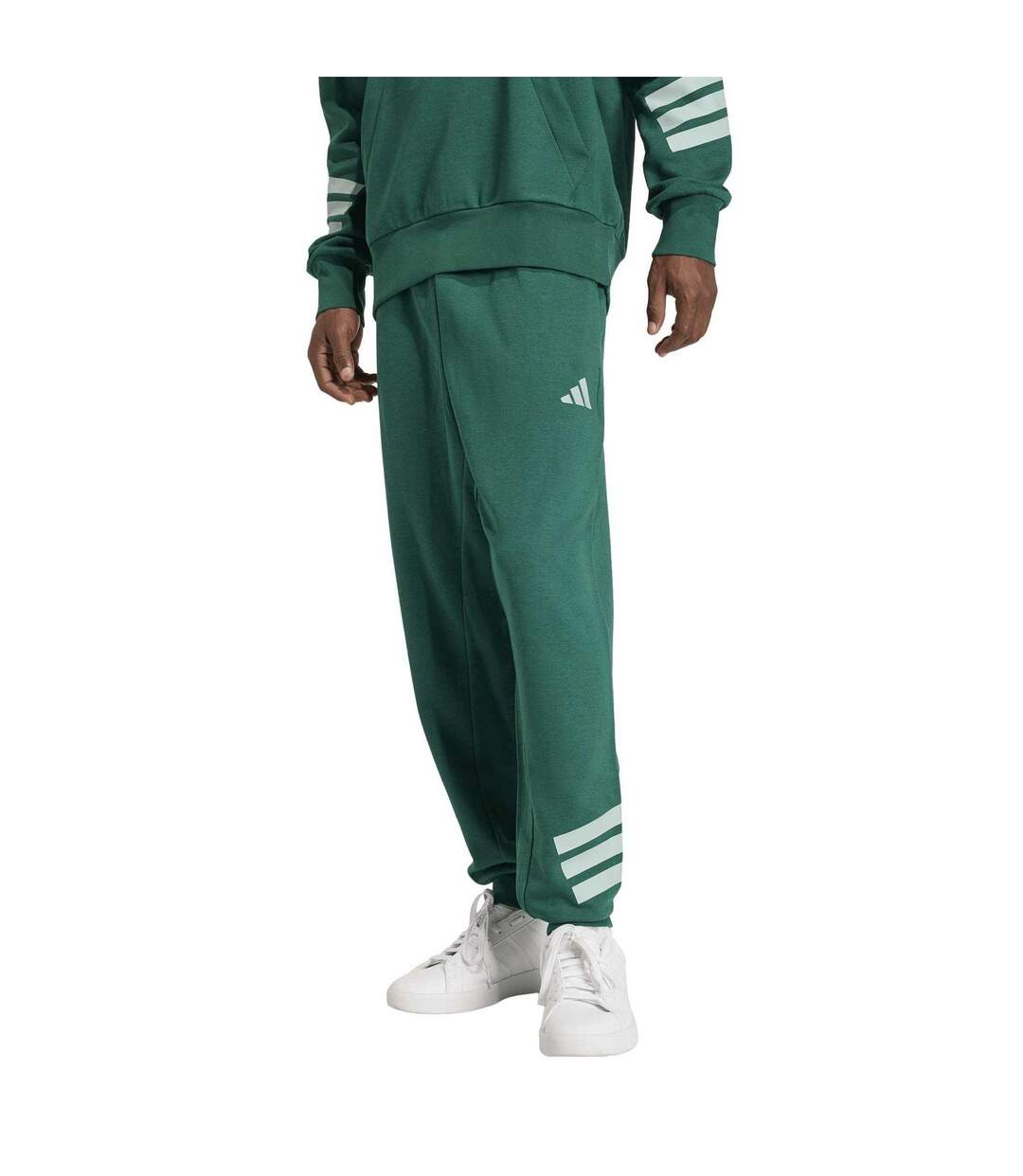 Mens 3 Stripes Tapered Slim Running Jogging Bottoms Collegiate Green Adidas-1