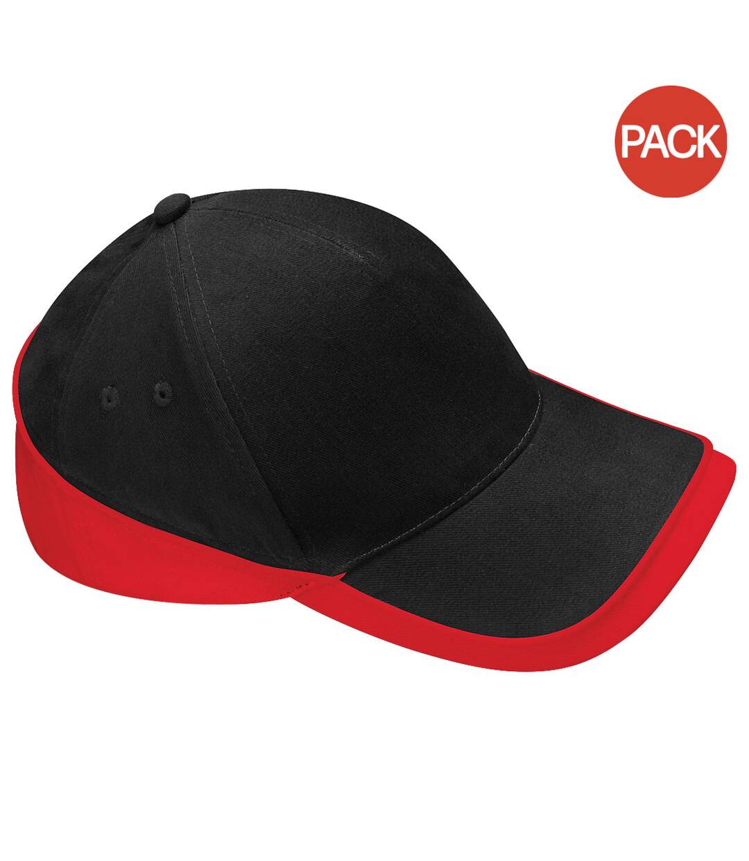 Lot de 2  casquettes de sport adulte noir/rouge classique Beechfiel-1