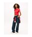Womens/ladies Logo Ribbed Fitted T-shirt Red Alert Tommy Jeans-4