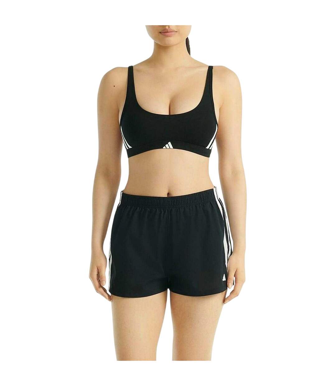 Brassière Motif/style 3 Rayures Essentials Femme Noir Adidas-2