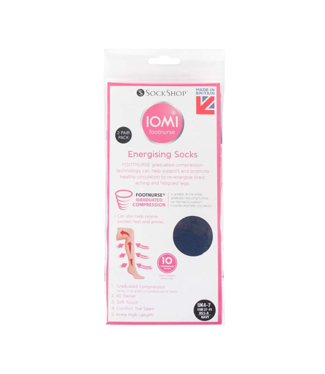 IOMI - 4 Paires Chaussettes Contention 40 Denier pour Femme et Homme-2