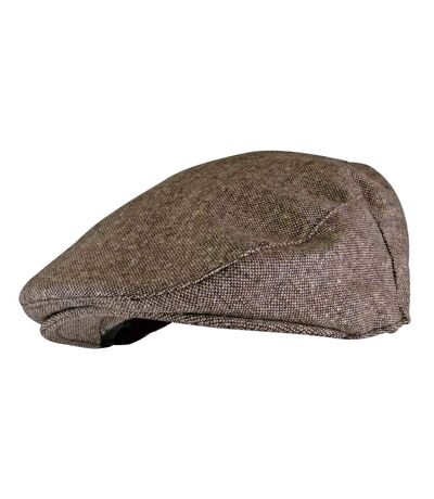 Mens Checked Wool Blend Traditional Flat Cap - M/L